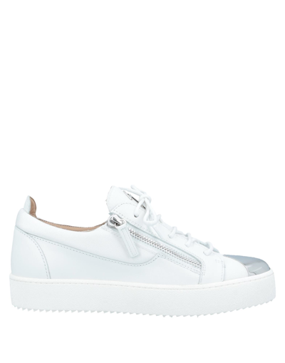 Shop Giuseppe Zanotti Man Sneakers White Size 8 Textile Fibers, Soft Leather