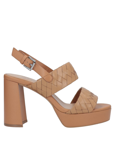 Shop Apepazza Woman Sandals Camel Size 10 Soft Leather In Beige