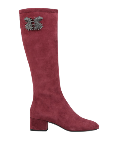 Shop Valentino Garavani Woman Boot Burgundy Size 8 Soft Leather In Red