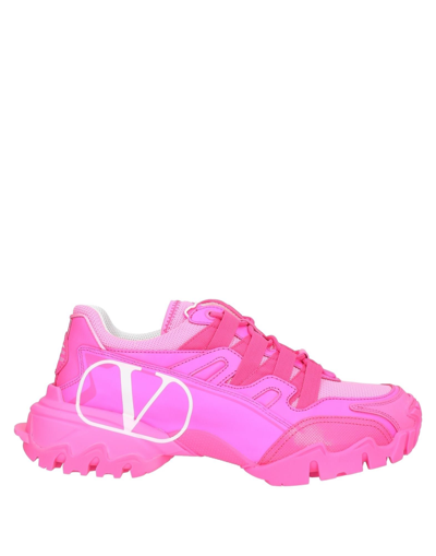 Shop Valentino Garavani Woman Sneakers Fuchsia Size 6 Soft Leather In Pink