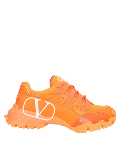 Shop Valentino Garavani Woman Sneakers Orange Size 6.5 Soft Leather