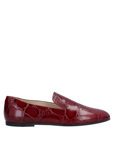 Shop Tod's Woman Loafers Garnet Size 8 Calfskin In Red