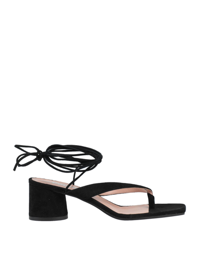 Shop Pollini Woman Thong Sandal Black Size 10 Soft Leather