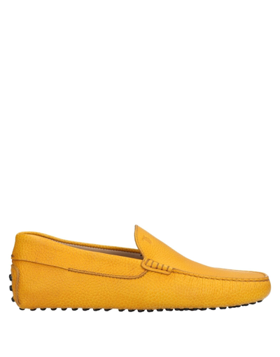Shop Tod's Man Loafers Ocher Size 6.5 Soft Leather In Yellow