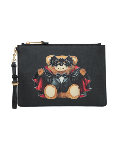Shop Moschino Woman Handbag Black Size - Soft Leather, Textile Fibers