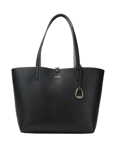 Shop Lauren Ralph Lauren Faux-leather Reversible Tote Woman Shoulder Bag Black Size - Polyurethane