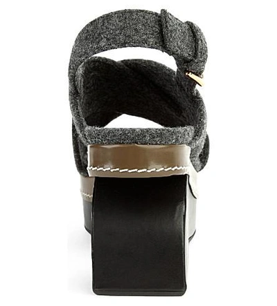 Shop Marni Wool Wedge Sandals In Antracite+olive