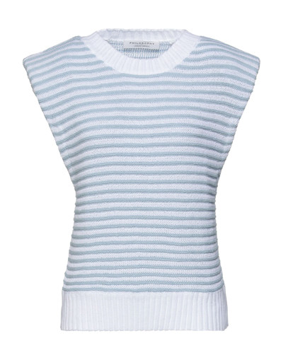 Shop Philosophy Di Lorenzo Serafini Woman Sweater Sky Blue Size 8 Cotton, Acrylic