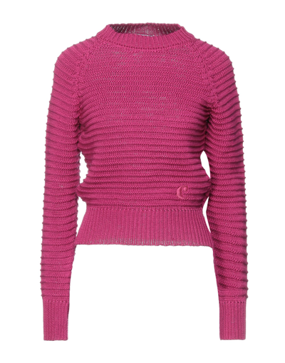 Shop Cacharel Woman Sweater Fuchsia Size M Cotton In Pink
