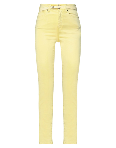Shop Guess Woman Pants Light Yellow Size 24w-29l Lyocell, Cotton, Elastomultiester, Elastane
