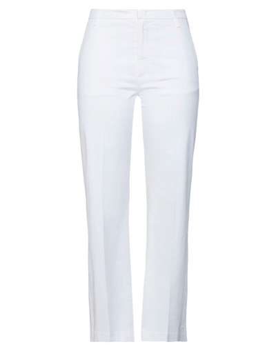 Shop Dondup Woman Pants White Size 6 Cotton, Elastane