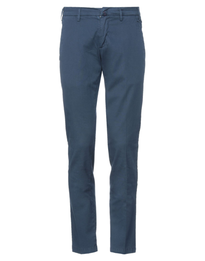 Shop Baronio Man Pants Slate Blue Size 30 Cotton, Elastane