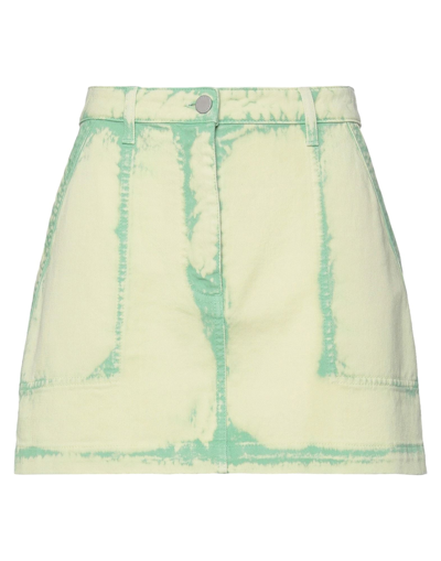 Shop Alberta Ferretti Woman Denim Skirt Acid Green Size 8 Cotton
