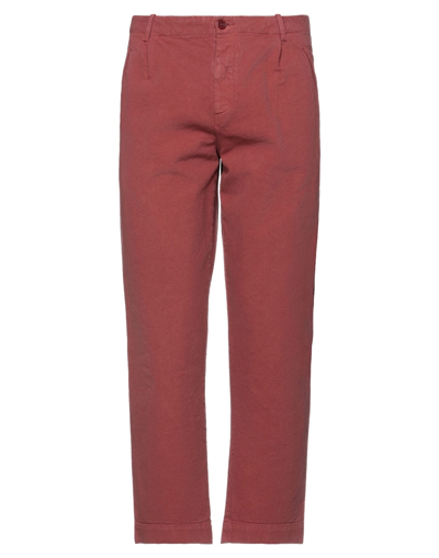 Shop Pence Man Pants Brick Red Size 36 Cotton