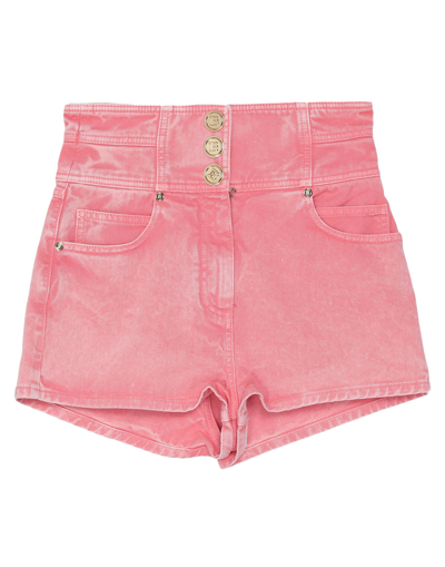 Shop Balmain Denim Shorts In Pink