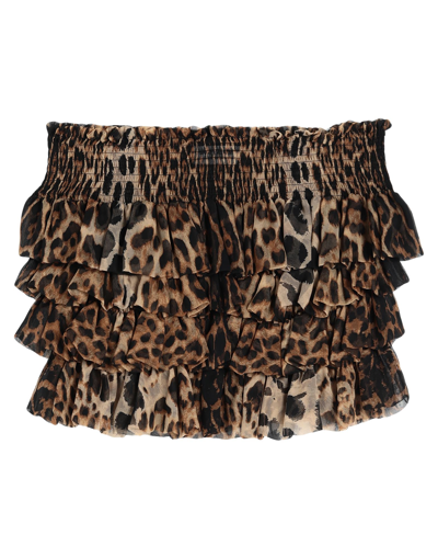 Shop Saint Laurent Woman Mini Skirt Camel Size 6 Silk In Beige