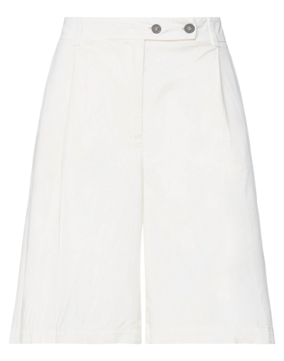 Shop Semicouture Woman Shorts & Bermuda Shorts Ivory Size 2 Cotton, Elastane In White