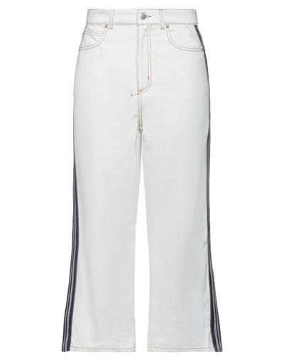 Shop Alexander Mcqueen Woman Jeans White Size 30 Cotton, Polyester, Calfskin