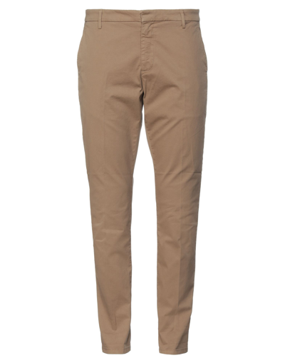 Shop Dondup Man Pants Camel Size 34 Cotton, Elastane In Beige