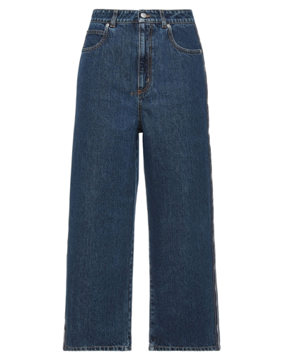 Shop Alexander Mcqueen Woman Jeans Blue Size 29 Cotton, Polyester, Calfskin