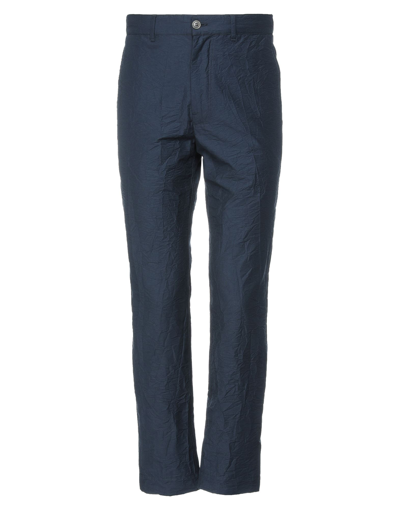 Shop Mauro Grifoni Grifoni Man Pants Midnight Blue Size 36 Cotton, Polyester