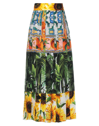 Shop Dolce & Gabbana Long Skirts In Yellow