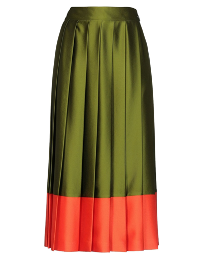 Shop Msgm Woman Midi Skirt Military Green Size 6 Polyester
