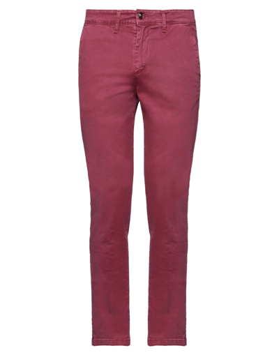 Shop Exibit Man Pants Garnet Size 34 Cotton, Elastane In Red