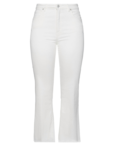 Shop Pt Torino Woman Jeans Ivory Size 28 Cotton, Elastane In White
