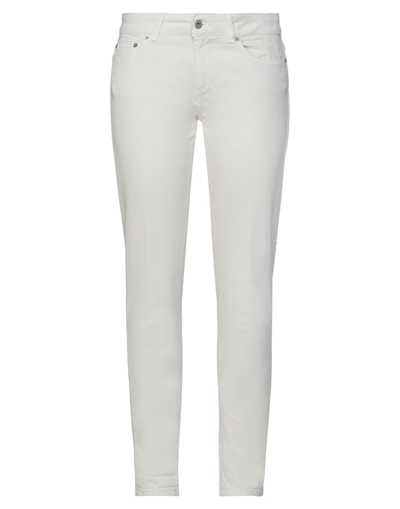 Shop Dondup Woman Pants Ivory Size 32 Cotton, Elastane In White