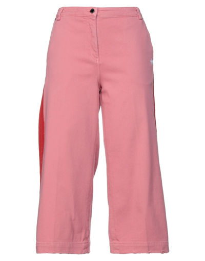 Shop The Editor Woman Pants Fuchsia Size 4 Cotton, Elastane In Pink