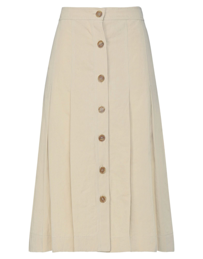 Shop Mauro Grifoni Grifoni Woman Midi Skirt Beige Size 10 Cotton, Linen