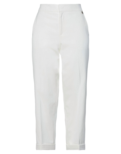 Shop Twinset Woman Pants Ivory Size 8 Cotton, Linen, Polyamide In White