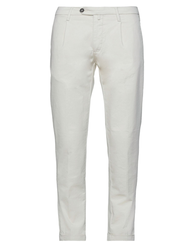 Shop Myths Man Pants Ivory Size 36 Cotton, Elastane In White
