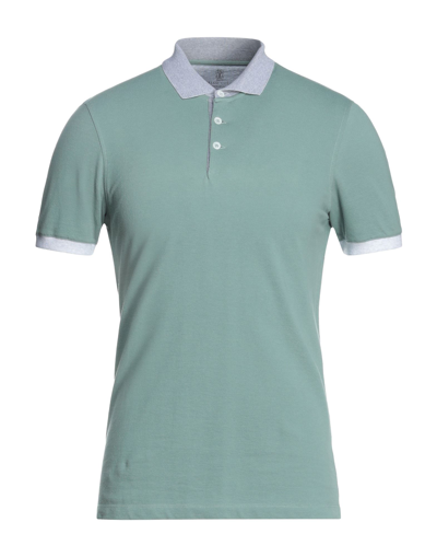 Shop Brunello Cucinelli Polo Shirts In Sage Green