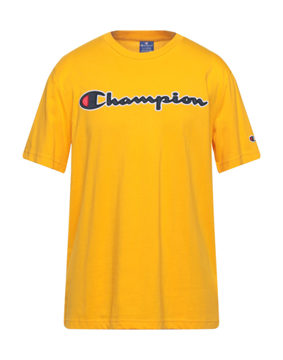 Shop Champion Man T-shirt Ocher Size S Cotton In Yellow