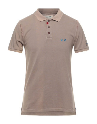 Shop Project E Man Polo Shirt Light Brown Size M Cotton In Beige