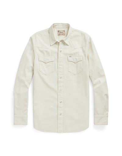 Shop Polo Ralph Lauren Classic Fit Denim Western Shirt Man Denim Shirt Beige Size L Cotton