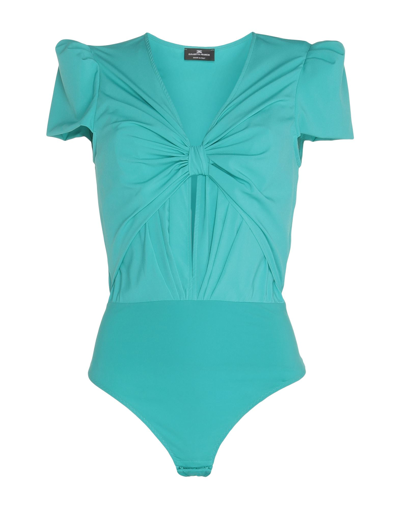 Shop Elisabetta Franchi Woman Bodysuit Turquoise Size 8 Polyester, Elastane, Polyamide In Blue