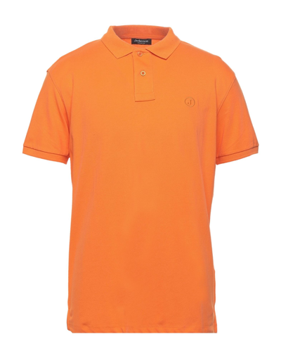 Shop Jeckerson Man Polo Shirt Orange Size L Cotton, Elastane