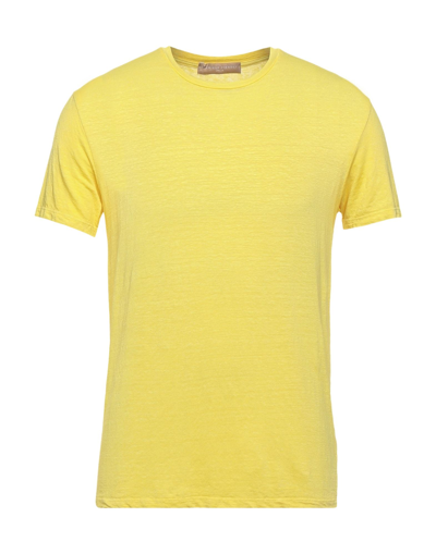 Shop Daniele Fiesoli Man T-shirt Yellow Size S Linen, Elastane