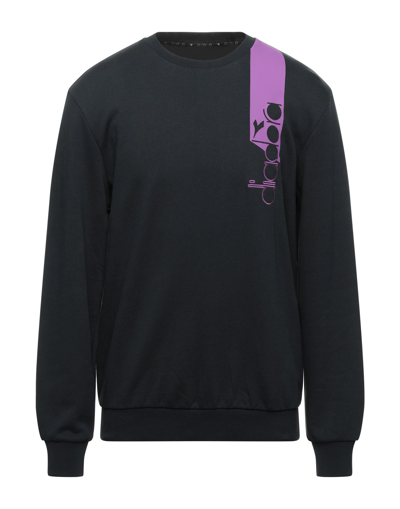 Shop Diadora Man Sweatshirt Black Size Xxs Cotton