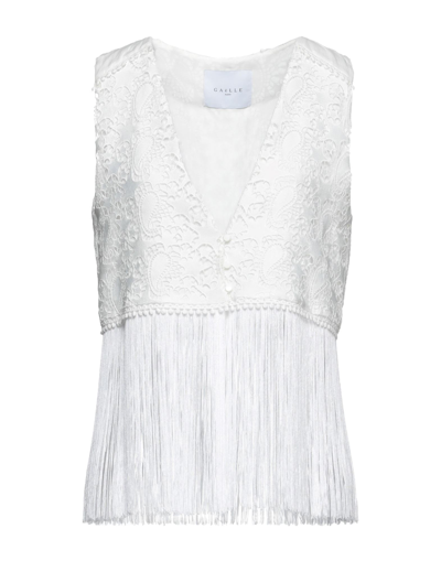 Shop Gaelle Paris Gaëlle Paris Woman Tailored Vest White Size 6 Polyester, Viscose, Linen