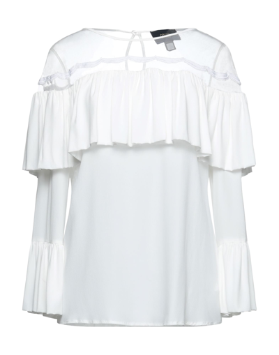 Shop Cavalli Class Woman Top White Size 6 Acetate, Silk, Polyamide