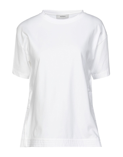 Shop Alpha Studio Woman T-shirt White Size 6 Cotton, Elastane, Polyester