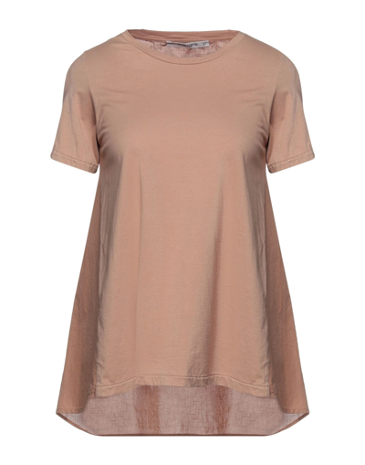 Shop Kangra Cashmere Kangra Woman T-shirt Camel Size 4 Cotton, Elastane In Beige