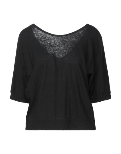 Shop Momoní Woman T-shirt Black Size L Cotton, Flax
