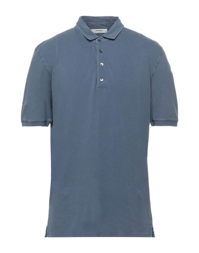 Shop Alpha Studio Man Polo Shirt Slate Blue Size 40 Cotton
