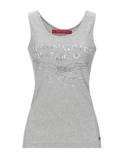 Shop Aeronautica Militare Woman Tank Top Grey Size Xl Cotton, Elastane