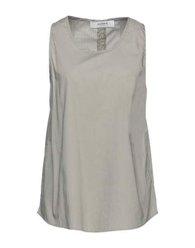 Shop Alpha Studio Woman Top Grey Size 12 Cotton, Elastane